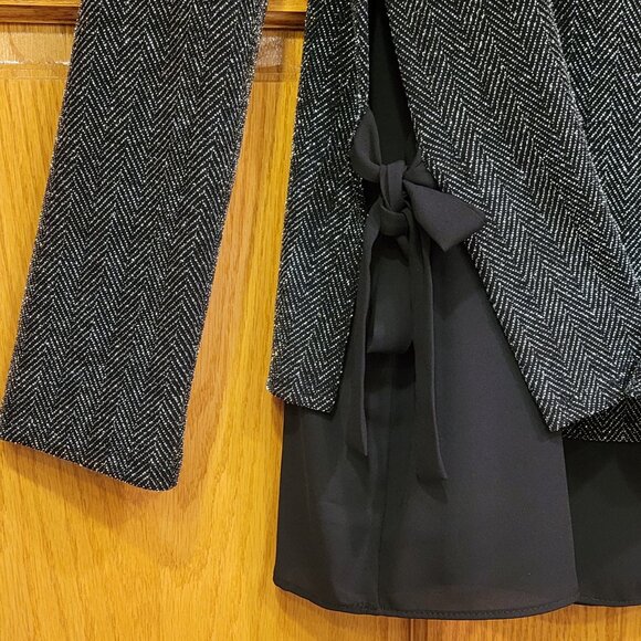 Karen Kane Black Silver Metallic Shimmery Evening Tunic Top with Side Bows Large - Picture 6 of 12